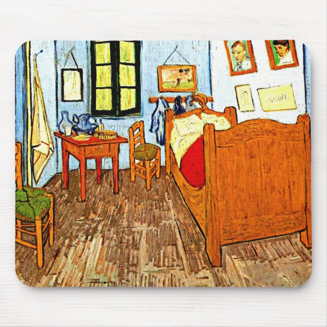 Van Gogh - Vincent's Bedroom, fine art painting Mouse Mat (Front)