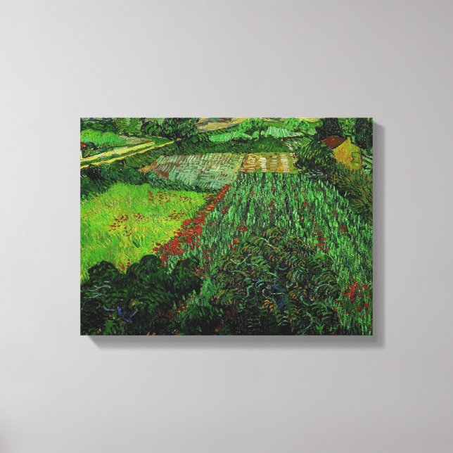 Van Gogh Vintage Field with Poppies Canvas Print (Front)