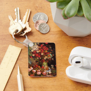 Van Gogh Vintage Flowers in Vase Floral Still Life Key Ring