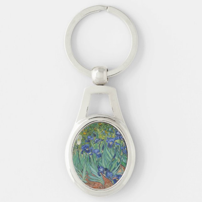 Van Gogh Vintage Irises  Key Ring (Front)