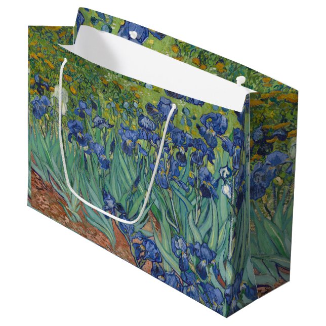 Van Gogh Vintage Irises      Large Gift Bag (Front Angled)