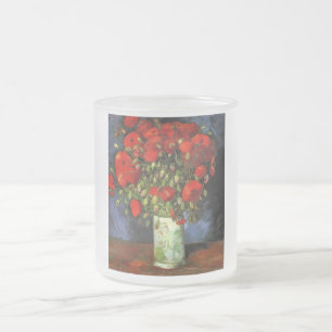 Van Gogh Vintage Painting Blossoms Vase Flowers Frosted Glass Coffee Mug