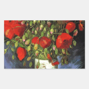 Van Gogh Vintage Painting Blossoms Vase Flowers Rectangular Sticker