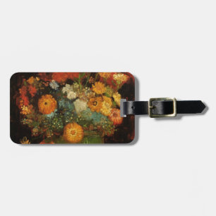 Van Gogh Vintage Painting Vase Flowers Blossoms Luggage Tag