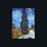 Van Gogh Vintage Road with Cypress and Star Canvas Print<br><div class="desc">A beautiful print of "Road with Cypress and Star" | Vincent van Gogh | oil on canvas | circa 1890 | Current location of original Kroller- Muller Museum, Netherlands. This is the last painting he made in Saint-Remy-de-Provence, France. Vincent van Gogh (1853 – 1890) was a Dutch Post-Impressionist painter who...</div>