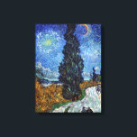 Van Gogh Vintage Road with Cypress and Star Canvas Print<br><div class="desc">A beautiful print of "Road with Cypress and Star" | Vincent van Gogh | oil on canvas | circa 1890 | Current location of original Kroller- Muller Museum, Netherlands. This is the last painting he made in Saint-Remy-de-Provence, France. Vincent van Gogh (1853 – 1890) was a Dutch Post-Impressionist painter who...</div>
