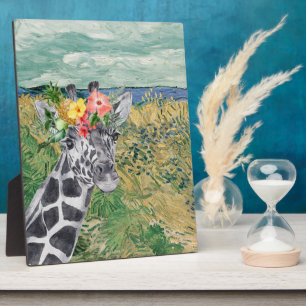 Van Gogh Wheat Field and Giraffe Tabletop Plaque