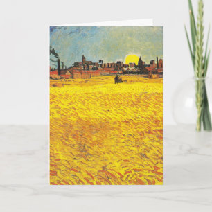 Van Gogh Wheat Field Arles Sunset Painting Card