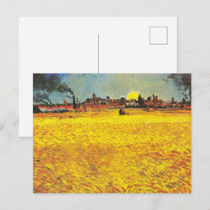 Van Gogh Wheat Field Arles Sunset Painting Postcard