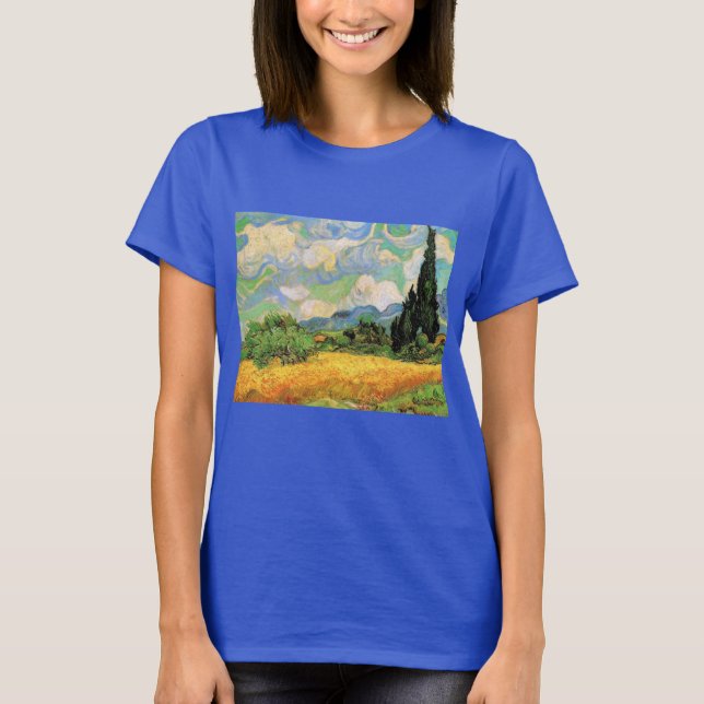 Van Gogh Wheat Field w Cypresses at Haute Galline T-Shirt (Front)