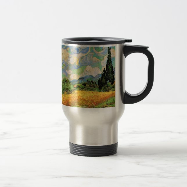 Van Gogh Wheat Field w Cypresses at Haute Galline Travel Mug (Right)