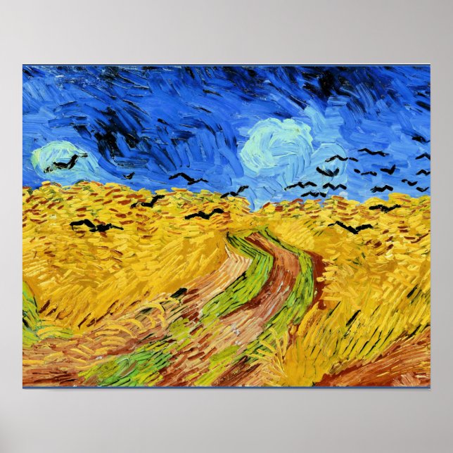 Van Gogh - Wheat Field with Crows, famous painting Poster (Front)