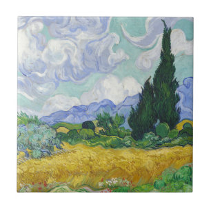 Van Gogh Wheat Field with Cypresses Art Tile