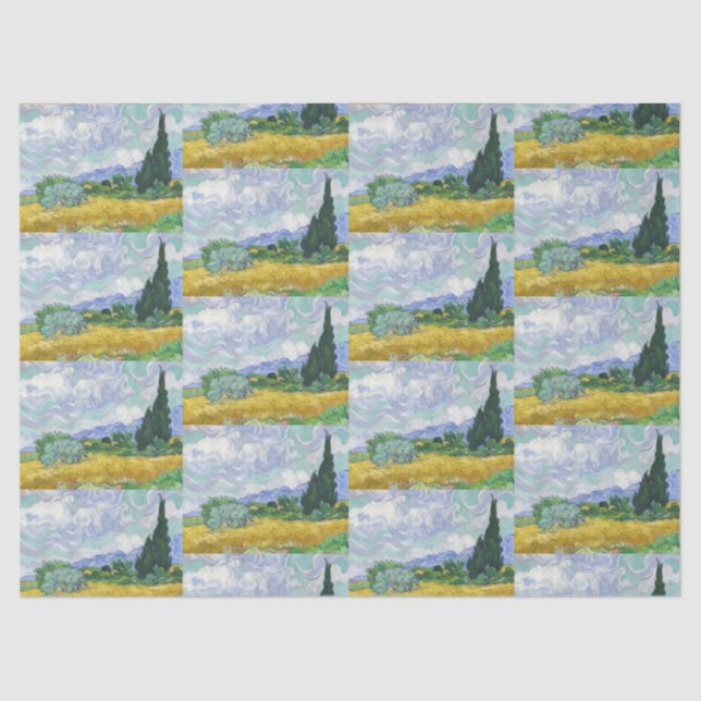 Van Gogh Wheat Field with Cypresses Art Tissue Paper (Front)