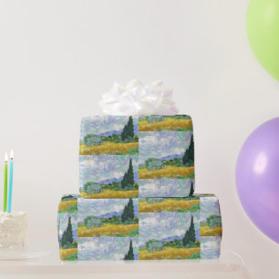 Van Gogh Wheat Field with Cypresses Art Wrapping Paper