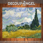 Van Gogh- Wheat Field with Cypresses Decoupage Tissue Paper<br><div class="desc">This tissue paper for decoupage features Van Gogh’s "Wheat Field with Cypresses", a breathtaking landscape filled with golden wheat fields, rolling hills, and dramatic swirling clouds. The composition is dominated by the tall, dark green cypress trees, which contrast beautifully against the vivid blues and whites of the sky, creating a...</div>