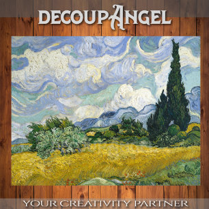 Van Gogh- Wheat Field with Cypresses Decoupage Tissue Paper