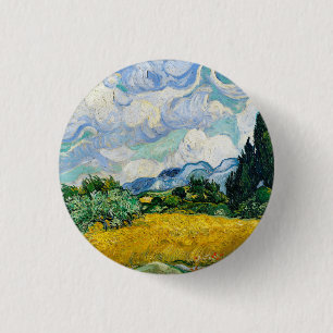 Van Gogh Wheat Field with Cypresses. Impressionism 3 Cm Round Badge
