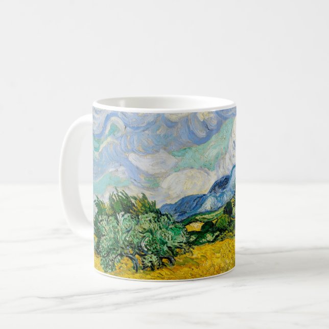 Van Gogh Wheat Field with Cypresses. Impressionism Coffee Mug (Front Left)