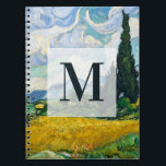 Van Gogh Wheat Field with Cypresses. Impressionism Notebook<br><div class="desc">Van Gogh "Wheat Field with Cypresses" notebook with monogram.</div>
