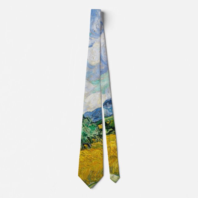 Van Gogh Wheat Field with Cypresses. Impressionism Tie (Front)