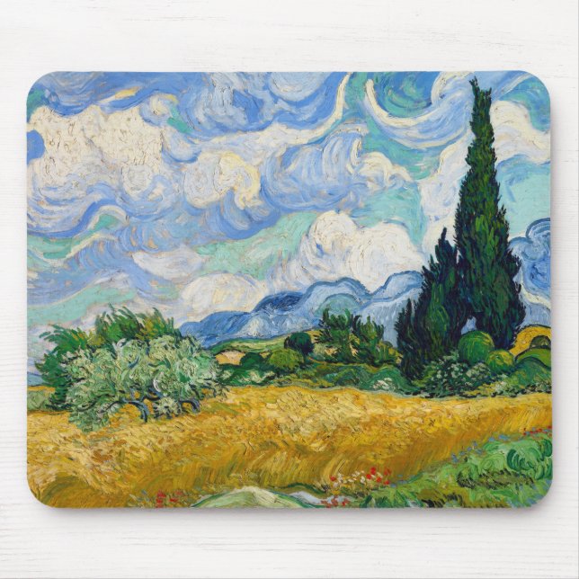 Van Gogh Wheat Field with Cypresses Mouse Mat (Front)