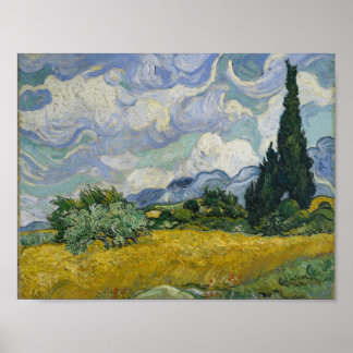 Van Gogh. Wheat Field with Cypresses. Poster