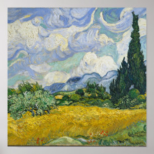 Van Gogh Wheat Field with Cypresses Poster
