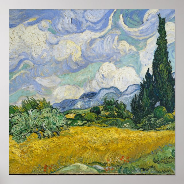 Van Gogh Wheat Field with Cypresses Poster (Front)
