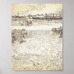 Van Gogh - Wheat Field with Sheaves and Arles Poster