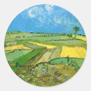 Van Gogh Wheat Fields at Auvers Under Clouded Sky Classic Round Sticker