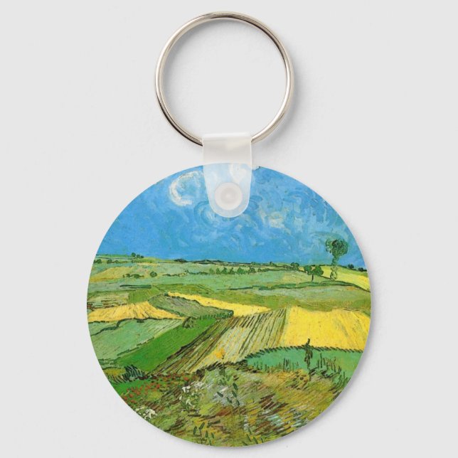 Van Gogh Wheat Fields at Auvers Under Clouded Sky Key Ring (Front)