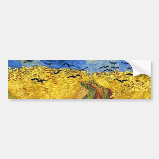 Van gogh wheat fields famous painting bumper sticker (Front)
