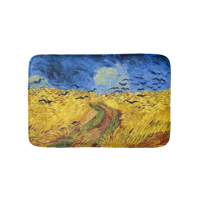 Van Gogh Wheat Fields impressionist Painting Bath Mat (Front)