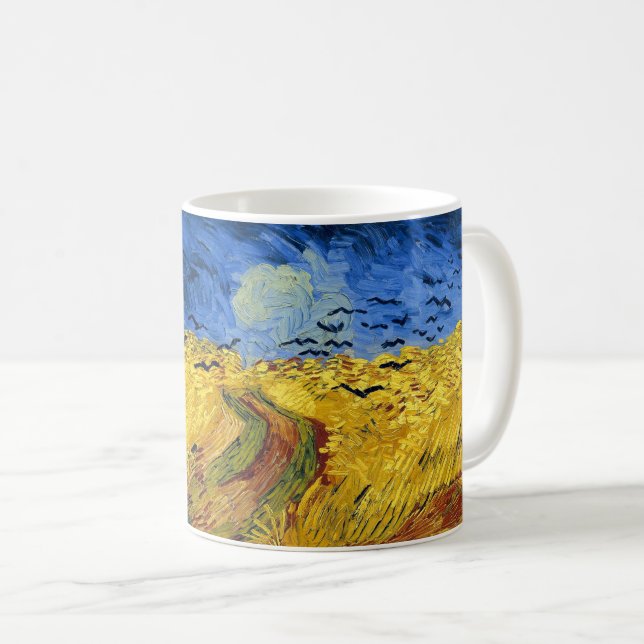Van Gogh Wheat Fields impressionist Painting Coffee Mug (Front Right)