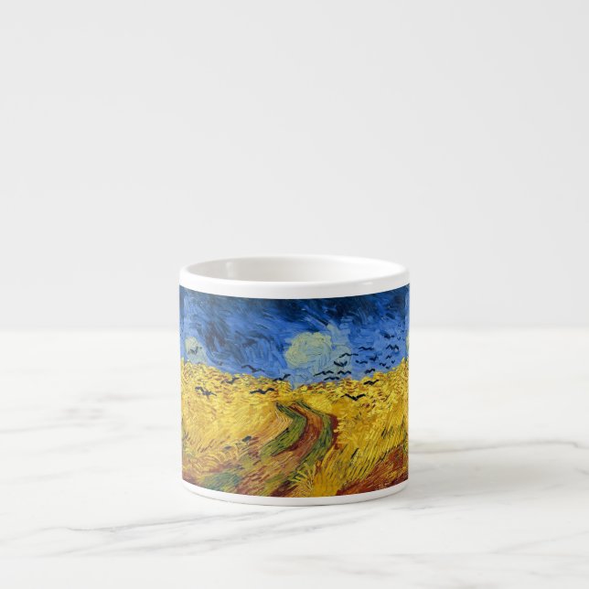 Van Gogh Wheat Fields impressionist Painting Espresso Cup (Front)