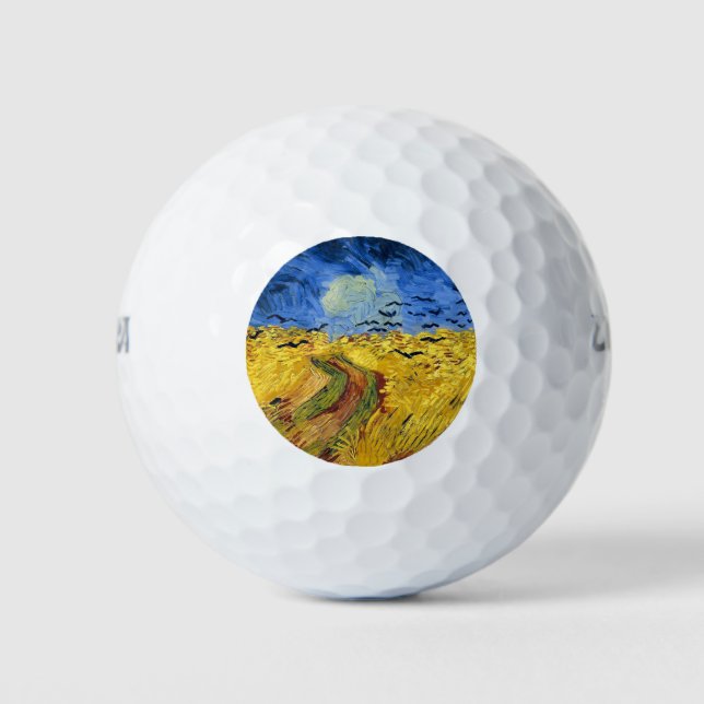 Van Gogh Wheat Fields impressionist Painting Golf Balls (Front)
