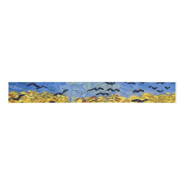 Van Gogh Wheat Fields impressionist Painting Grosgrain Ribbon (Front)
