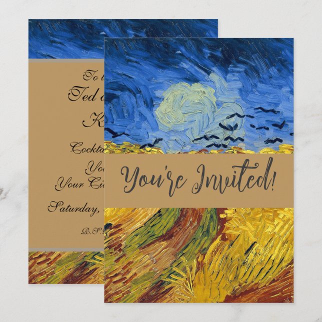 Van Gogh Wheat Fields impressionist Painting Invitation (Front/Back)