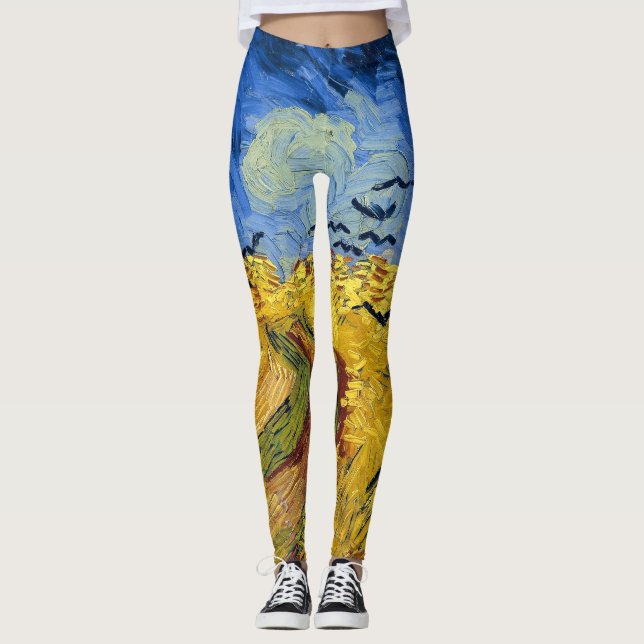Van Gogh Wheat Fields impressionist Painting Leggings (Front)