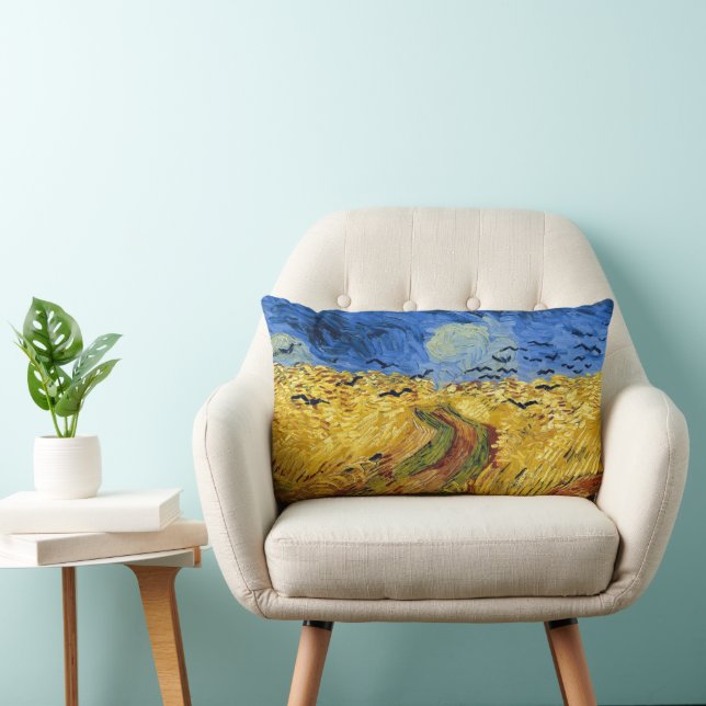 Van Gogh Wheat Fields impressionist Painting Lumbar Cushion (Chair)