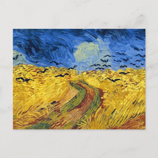 Van Gogh Wheat Fields impressionist Painting Postcard (Front)