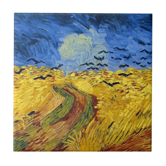 Van Gogh Wheat Fields impressionist Painting Tile (Front)