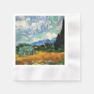 Van Gogh - Wheatfield with Cypress Tree Napkin