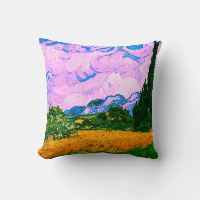 Van Gogh Wheatfield with Cypresses Cushion (Front)