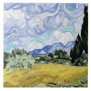 Van Gogh - Wheatfield with cypresses Tile