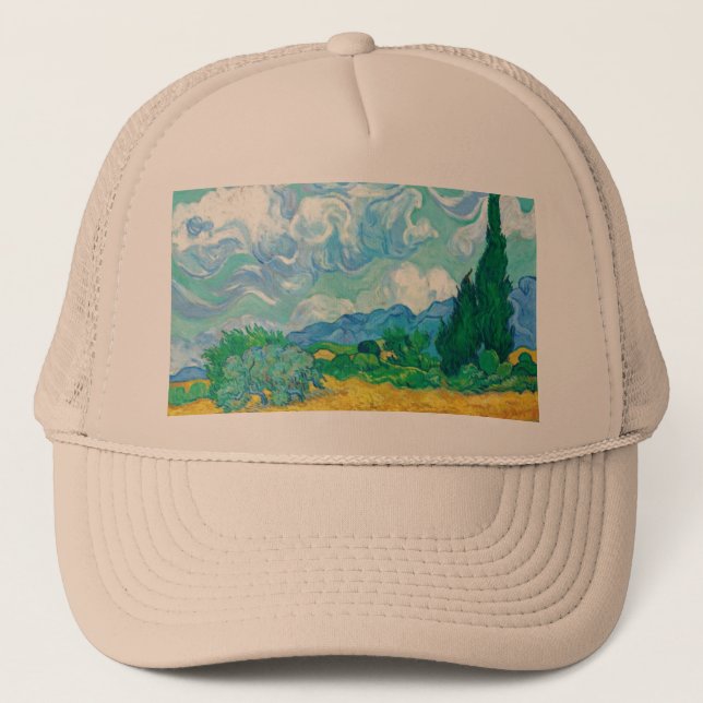 Van Gogh Wheatfield with Cypresses Trucker Hat (Front)