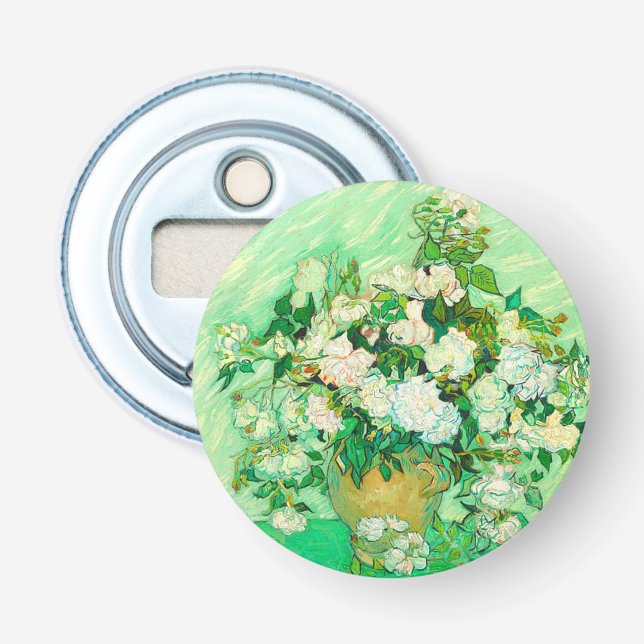 Van Gogh White Roses Bottle Opener (Front)