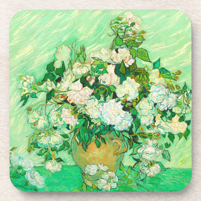 Van Gogh White Roses Coaster (Front)