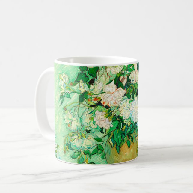 Van Gogh White Roses Coffee Mug (Front Left)